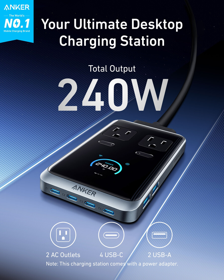 anker prime ladestasjon 8-i-1 240w