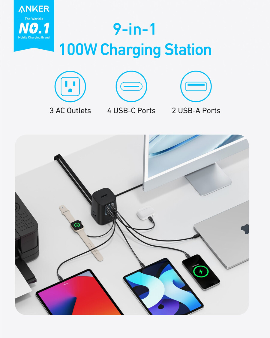 anker ladestasjon 9-i-1 100w