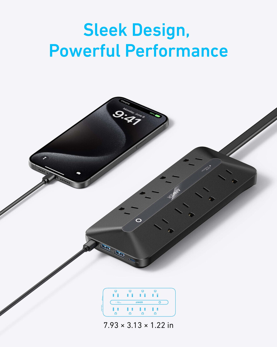 anker usb-strømskinne 12-i-1 35w