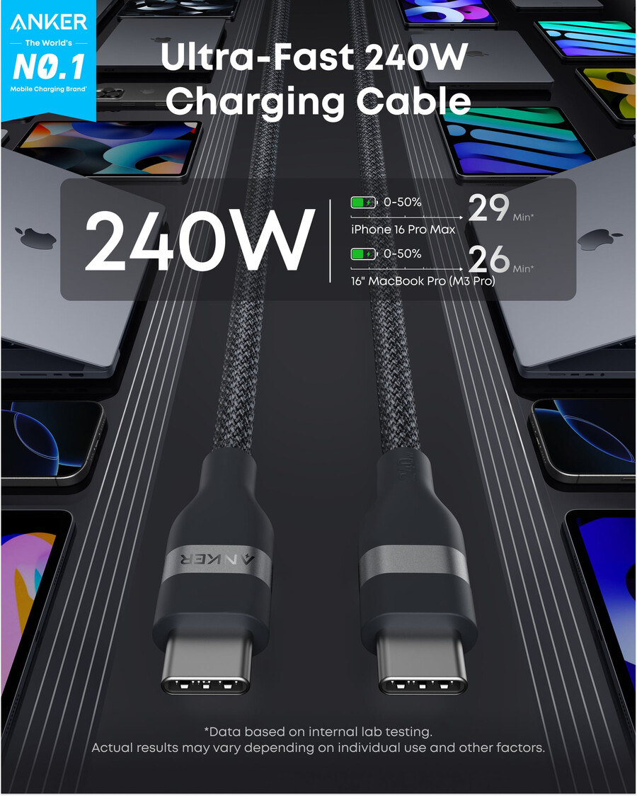 anker usb-c til usb-c-kabel 09 m 18 m 240 w resirkulert flettet