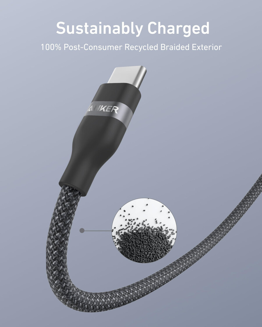 anker usb-a til usb-c-kabel 09 m18 m resirkulert flettet