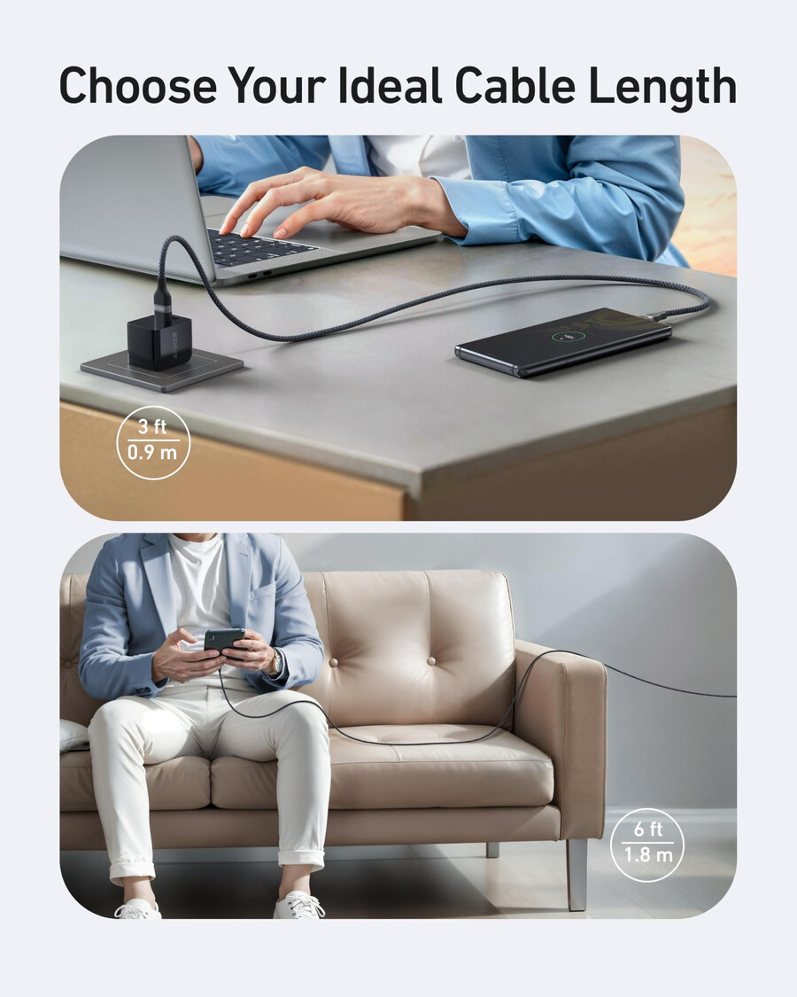 anker usb-a til usb-c-kabel 09 m18 m resirkulert flettet