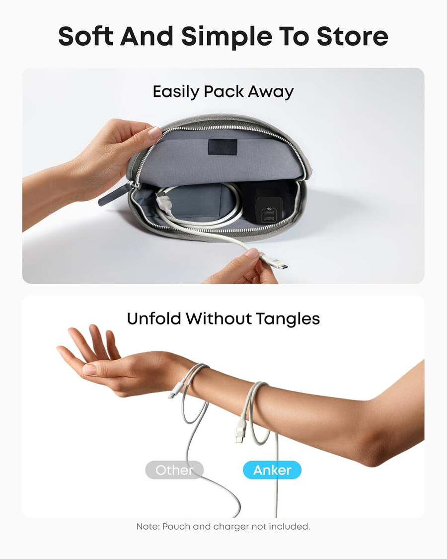 anker usb-a til usb-c-kabel 90 cm resirkulert flettet 2-pakning
