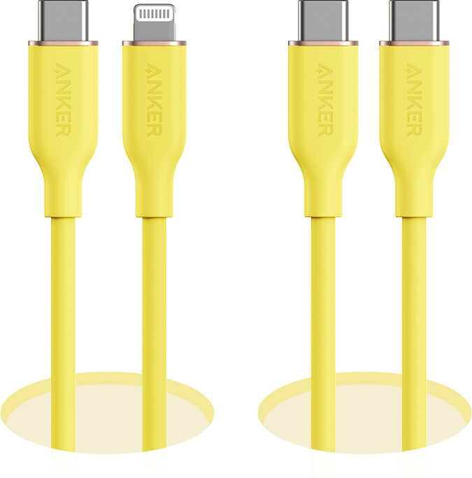 anker 643 usb-c til usb-c-kabel flow silikon 240 w 2-pakning midnattsvart