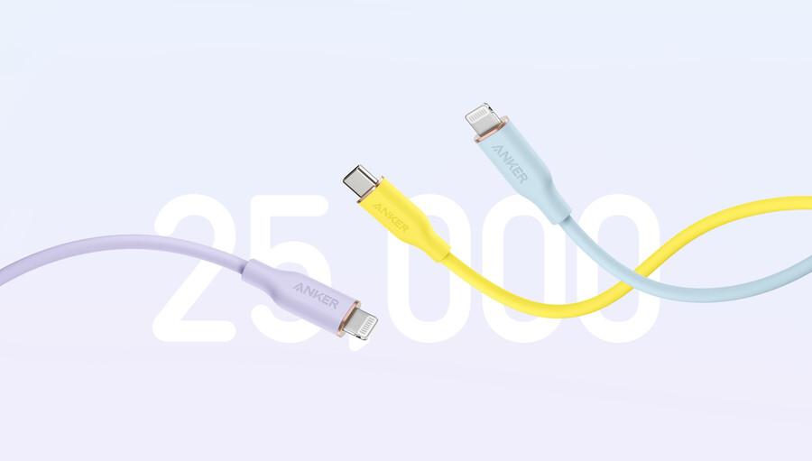 anker 643 usb-c til usb-c-kabel flow silikon 240 w 2-pakning midnattsvart