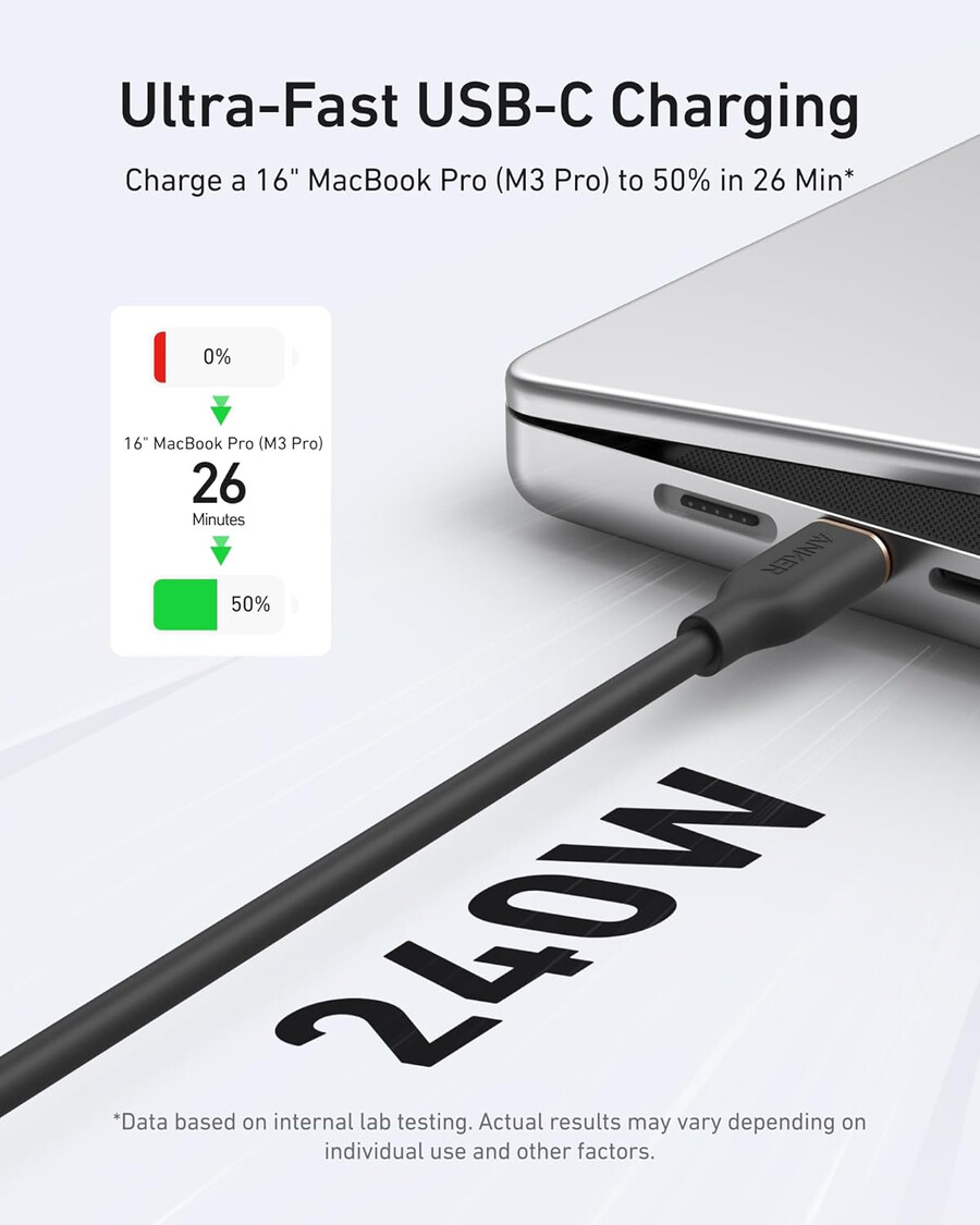 anker 643 usb-c til usb-c-kabel flow silikon