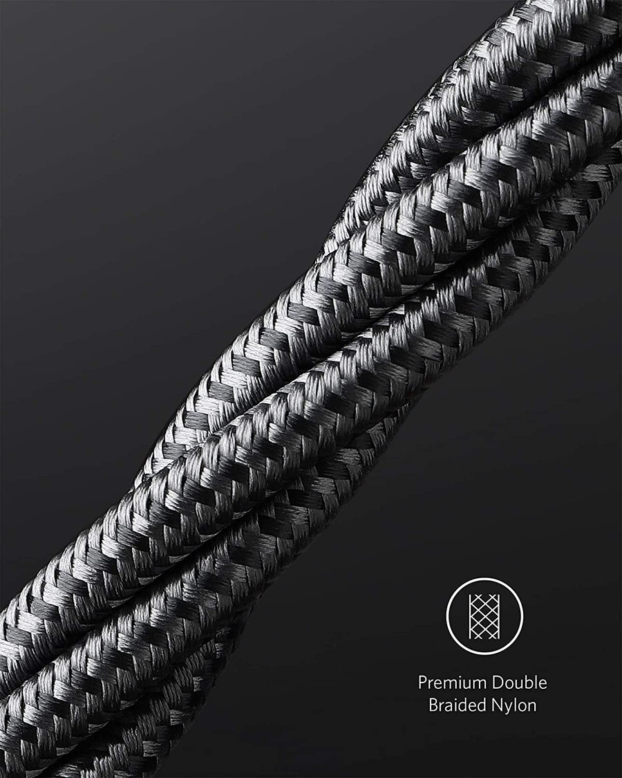 ny nylon usb-c til usb-c 100w-kabel 3 meter 2-pakning