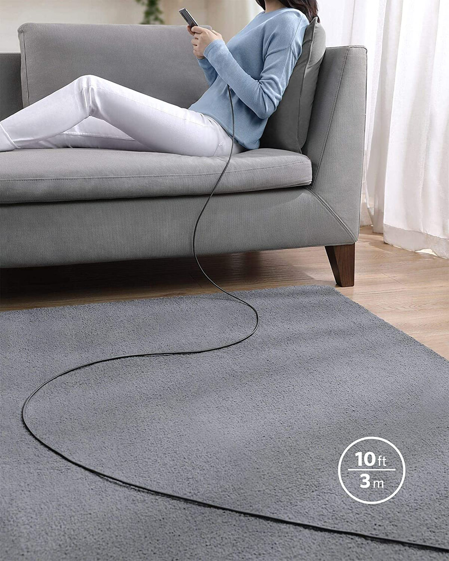 ny nylon usb-c til usb-c 100w-kabel 3 meter 2-pakning