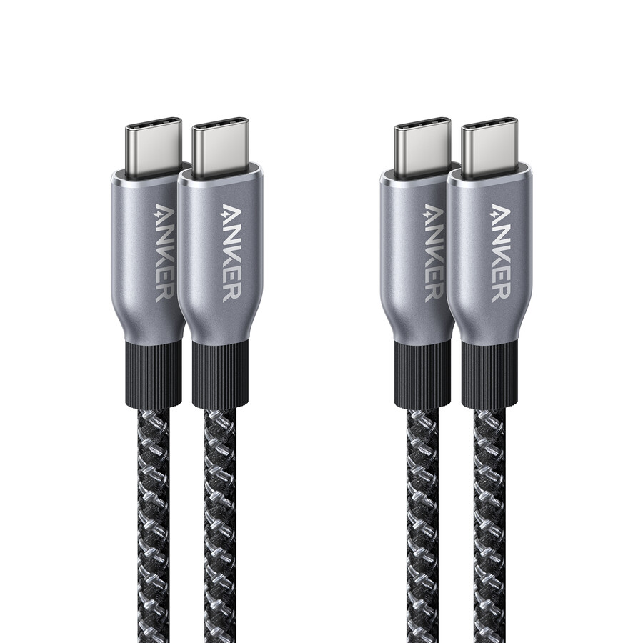 anker prime usb-c til usb-c-kabel 240 w resirkulert flettet 2-pakning