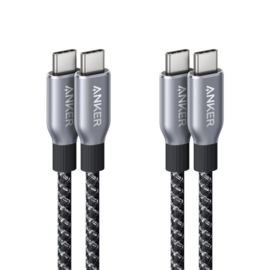 anker prime usb-c til usb-c-kabel 240 w resirkulert flettet 2-pakning