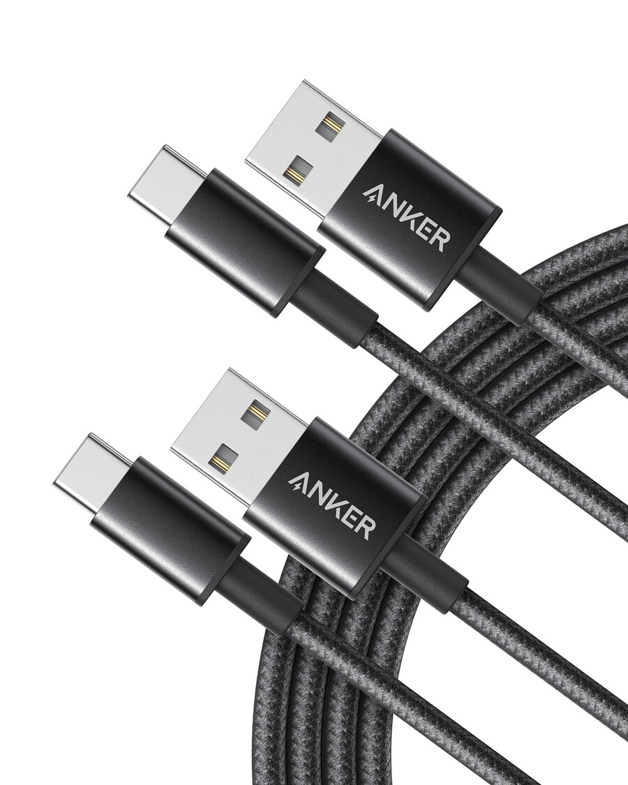 anker premium nylon usb-c til usb-a-kabel 2-pakning