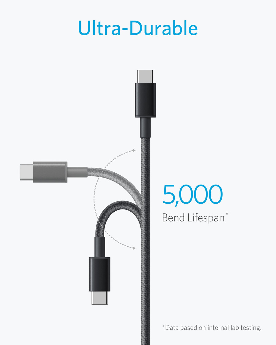 anker premium nylon usb-c til usb-a-kabel 2-pakning