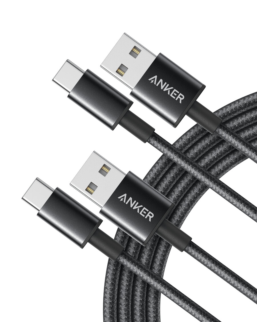 anker premium nylon usb-c til usb-a-kabel 2-pakning