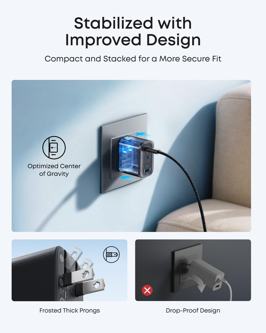 anker nano-lader 70 w 3 porter
