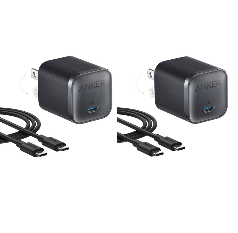 anker nano-lader 45 w med usb-c til usb-c-kabel 2-pakning