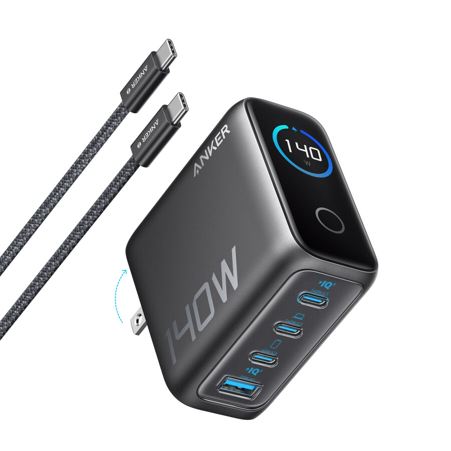 anker-lader 140 w 4-porters pd 3.1 med usb-c-kabel