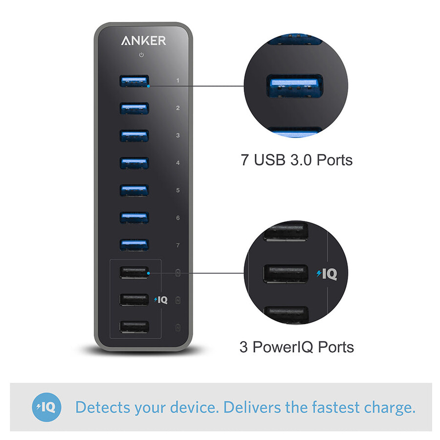 anker 60w 10-porters usb 3.0-datahub