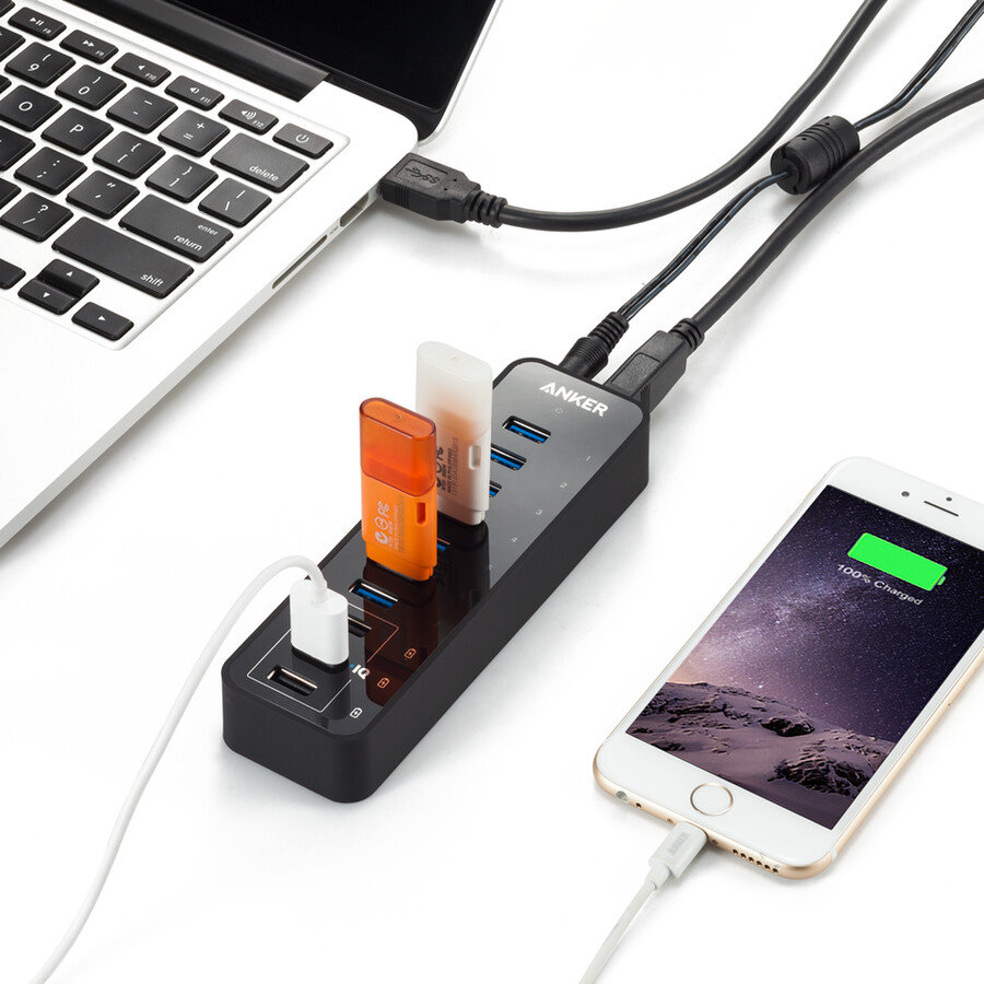 anker 60w 10-porters usb 3.0-datahub