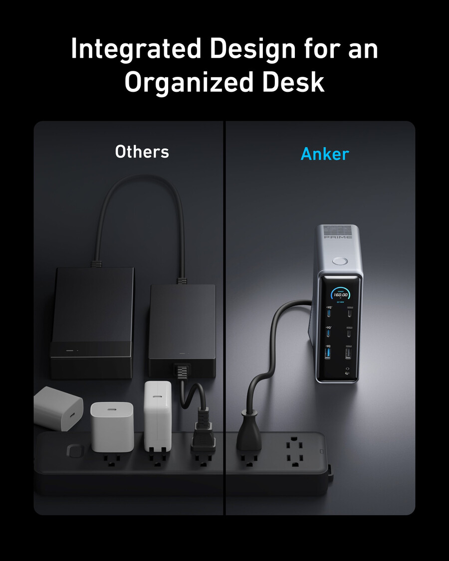 anker prime ladestasjon med 240w usb-c til usb-c-kabel