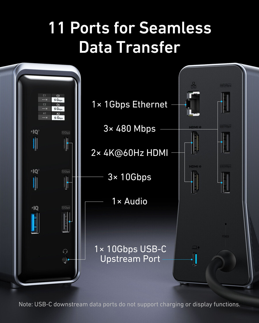 anker prime ladestasjon med 240w usb-c til usb-c-kabel