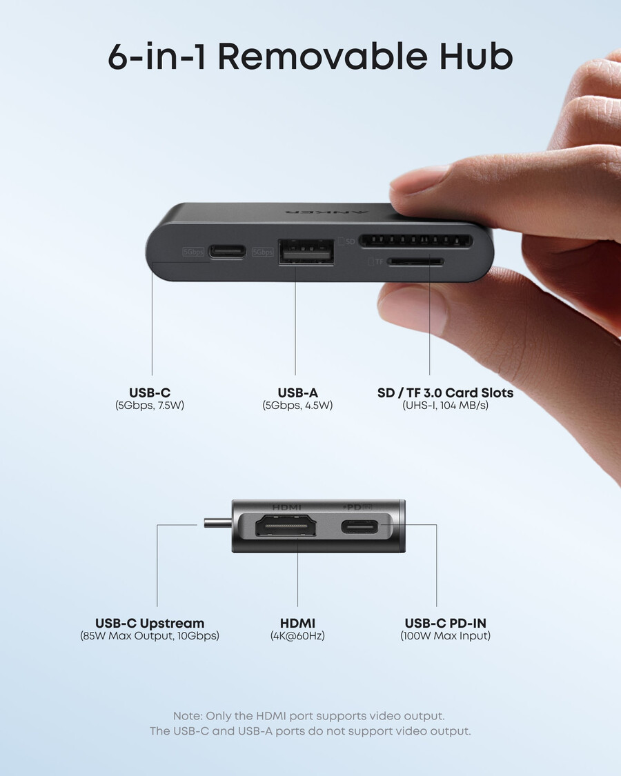 anker nano-dokkingstasjon 13-i-1 trippel skjerm innebygd avtakbar hub