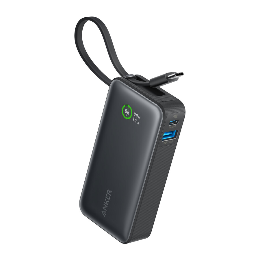 anker nano power bank 30w innebygd usb-c-kabel