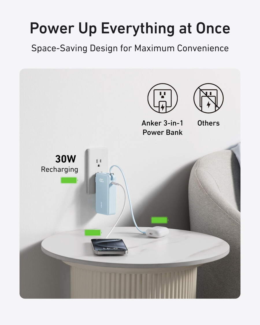 anker power bank 10k fusion innebygd kabel