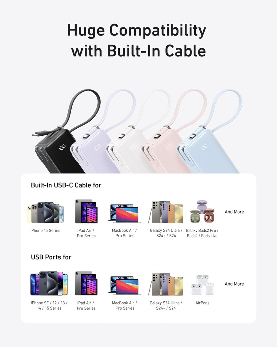 anker power bank 10k fusion innebygd kabel