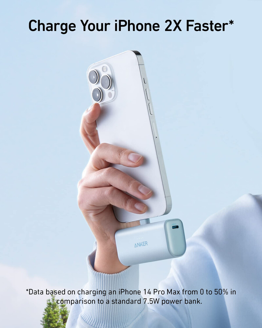 anker nano power bank 12w innebygd lightning-kontakt