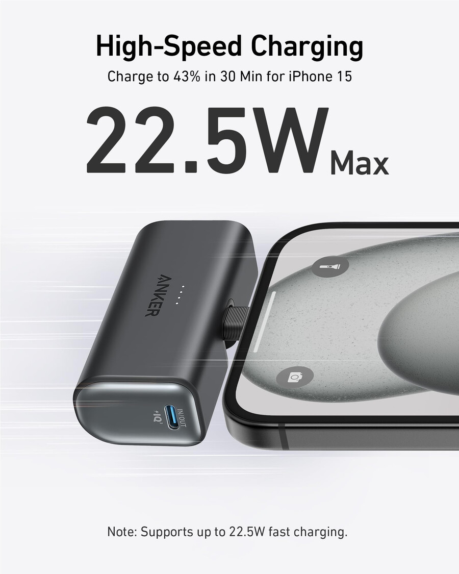 anker nano power bank 225 w innebygd usb-c-kontakt