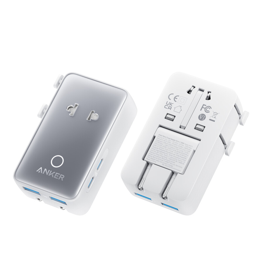 anker maggo trådløs ladestasjon sammenleggbar 3-i-1 og anker nano reiseadapter 5-i-1 20w 1-pakning