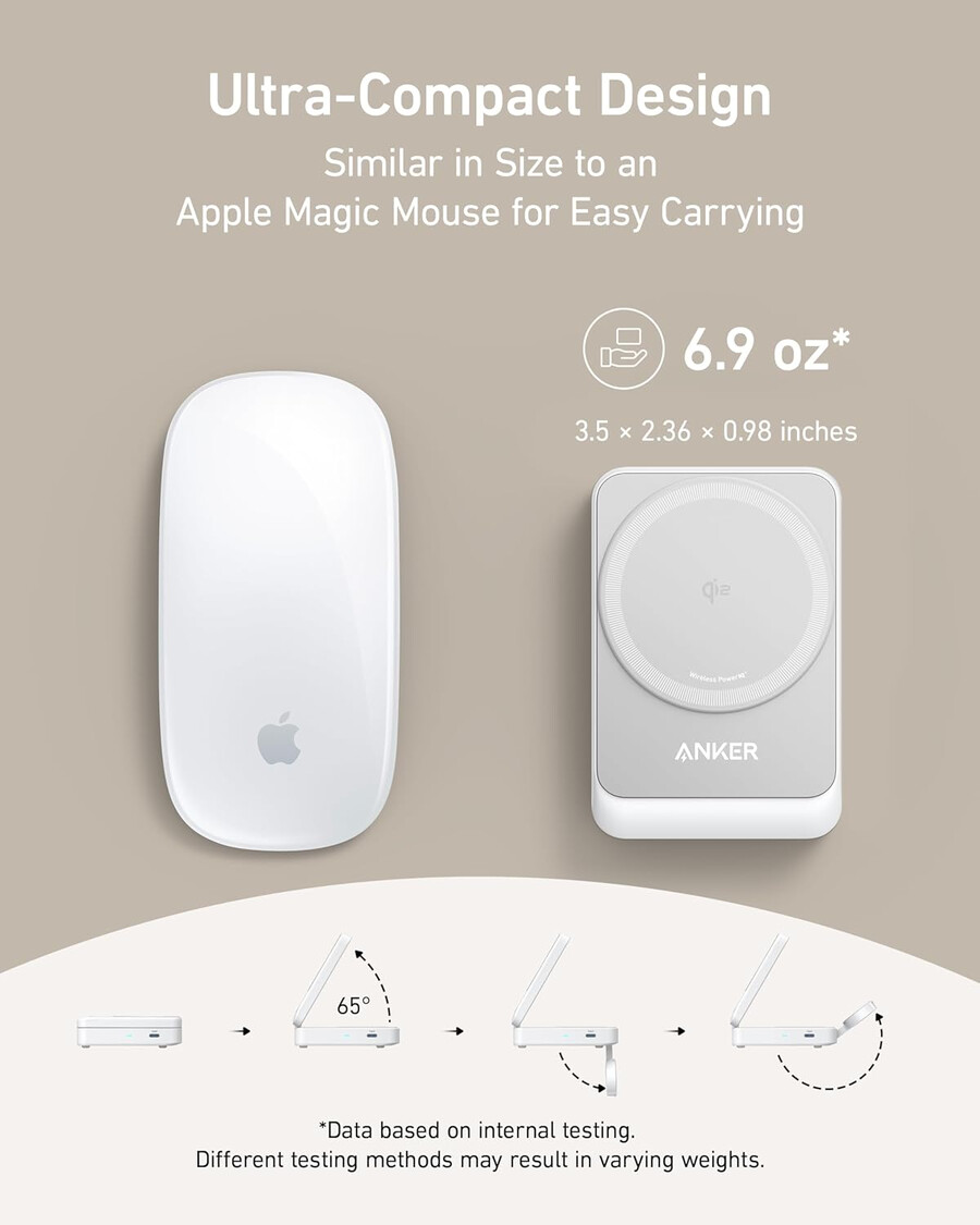 anker maggo trådløs ladestasjon sammenleggbar 3-i-1 og anker nano reiseadapter 5-i-1 20w 1-pakning