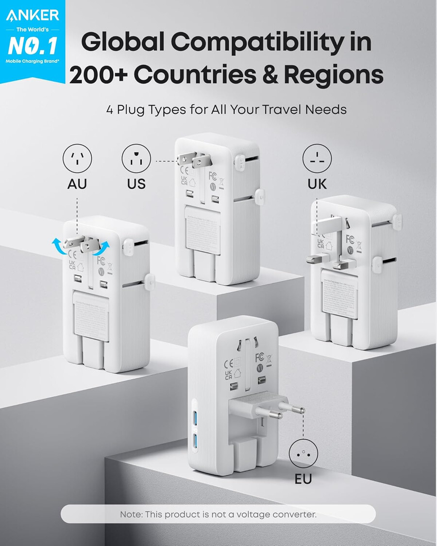 anker maggo trådløs ladestasjon 3-i-1 sammenleggbar ladeplate og anker nano reiseadapter 5-i-1 20w 1-pakning