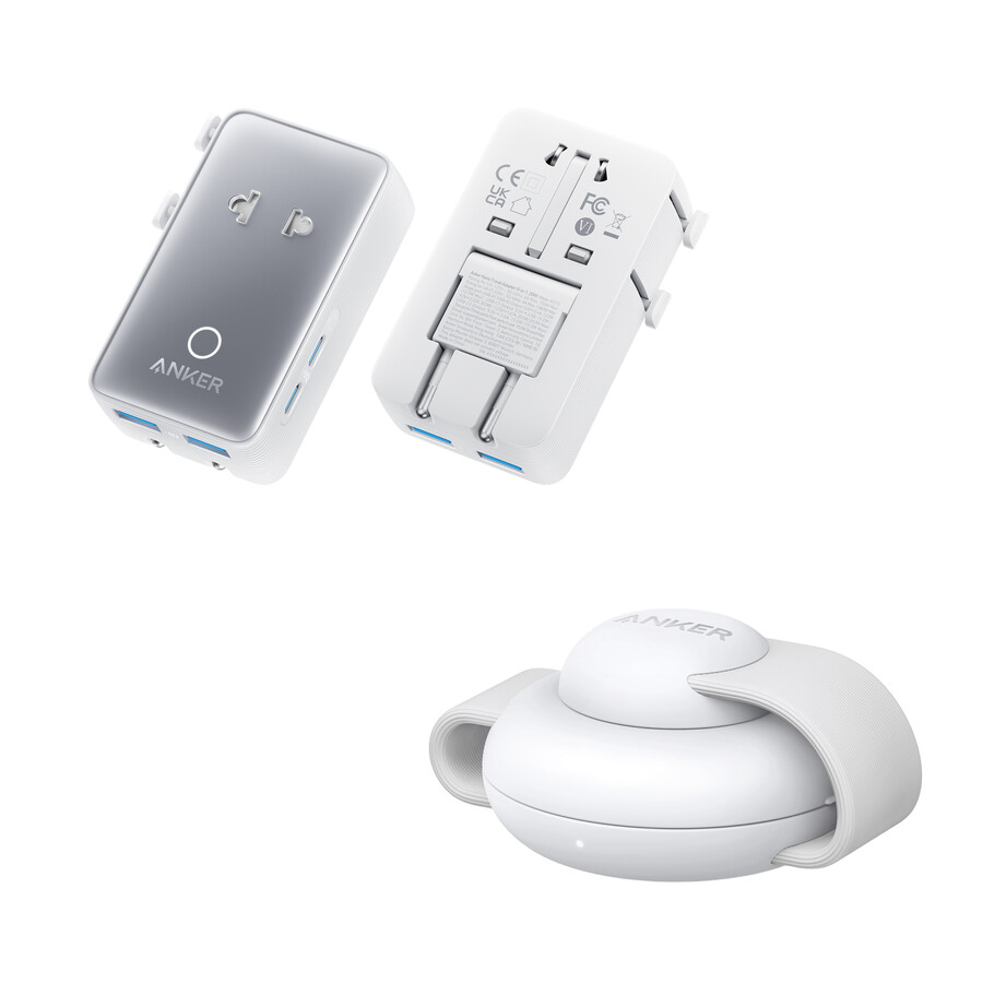 anker maggo trådløs ladestasjon 3-i-1 sammenleggbar ladeplate og anker nano reiseadapter 5-i-1 20w 1-pakning