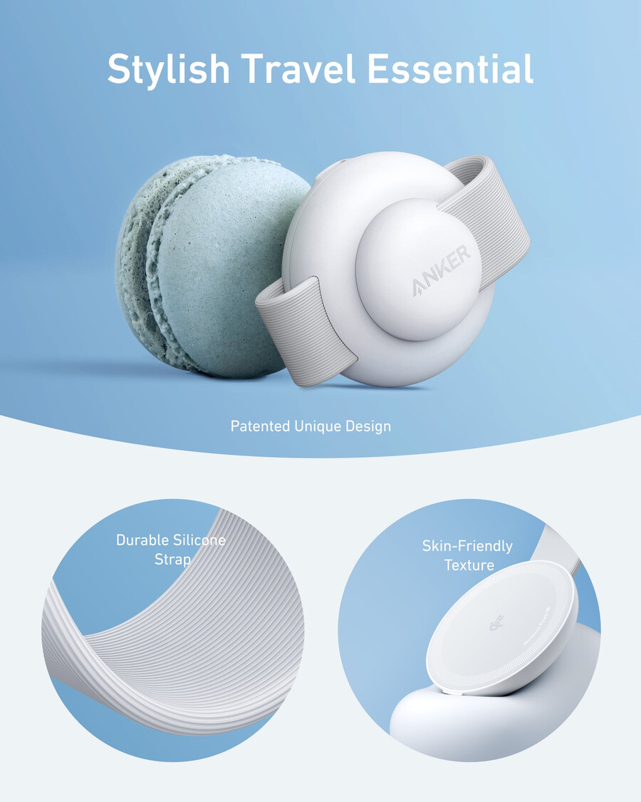 anker maggo trådløs ladestasjon 3-i-1 sammenleggbar ladeplate og anker nano reiseadapter 5-i-1 20w 1-pakning