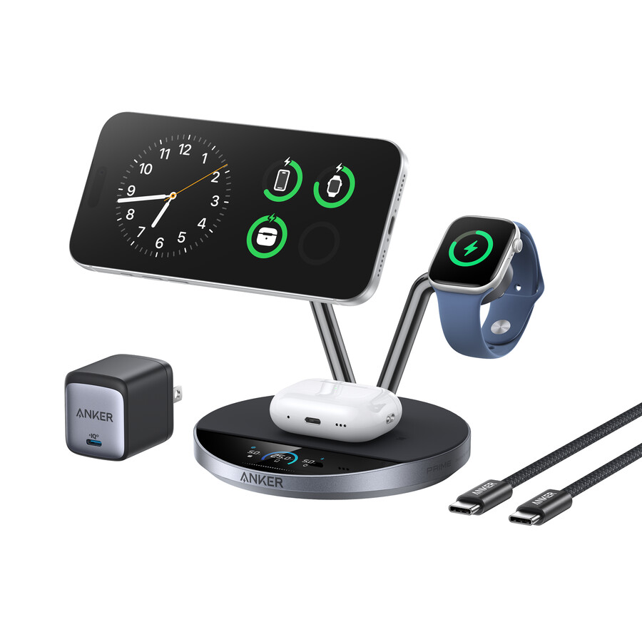 anker prime trådløs ladestasjon 3-i-1 maggo aircool dokkstativ